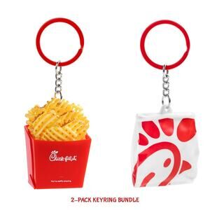 Chick-fil-A Original Waffle Fries & Chicken Sandwich Keychains LIMITED EDITION